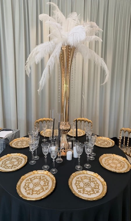 centre de table plume blanche